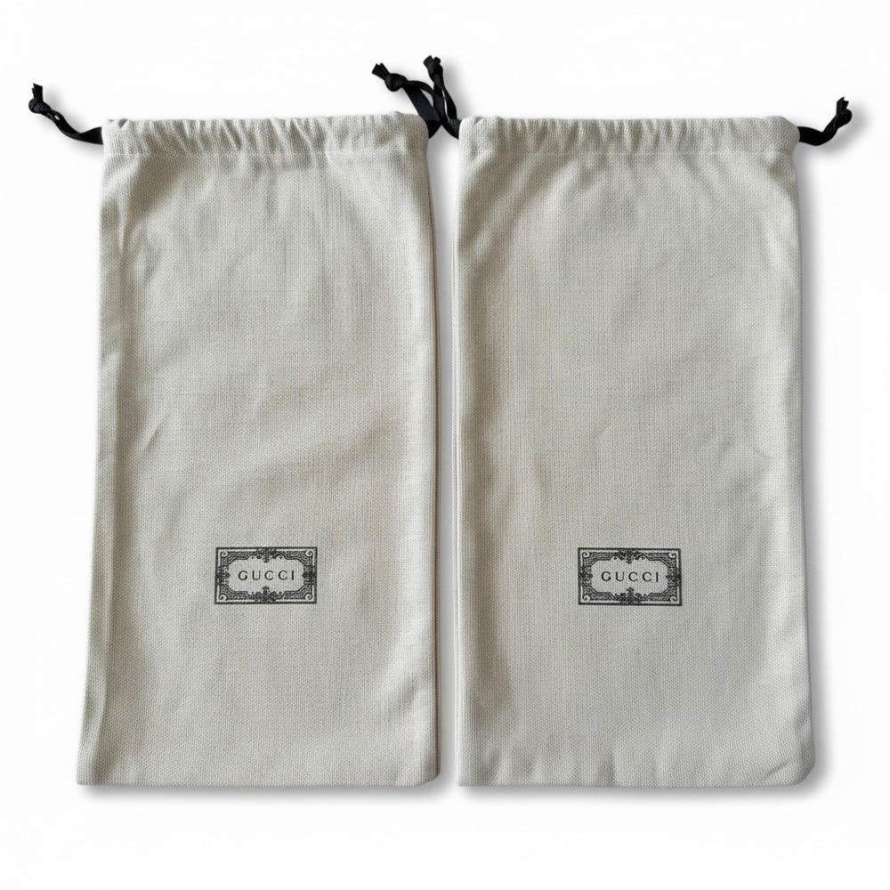 Gucci 2 Dust Bags Oatmeal Cotton Shoe‎ Storage Travel Bags 17x8.25